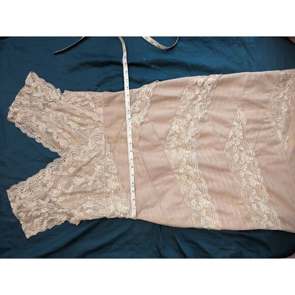 MARINA champagne cocktail dress bodycon lace and pleated chiffon sz 14 - Picture 9 of 9